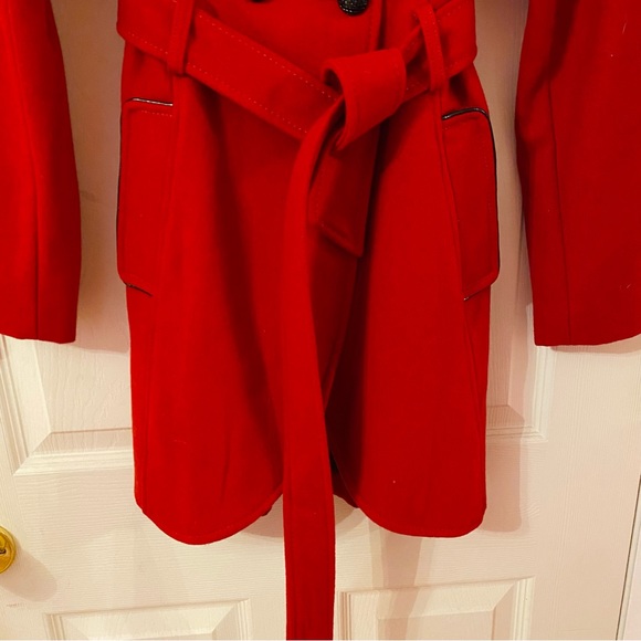 Nwt NEW Guess Red Wool Coat XS Button up winter pea tie belted peacoat jacket - Picture 5 of 15